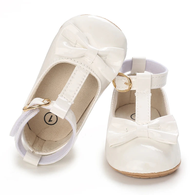Girls' Princess Shoes Red Shoes Butterfly Bow Shiny Surface Walking Shoes Ladies' Baby Shoes Baby Shoes For Going Out Low