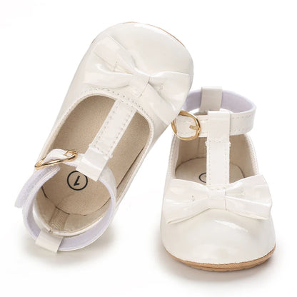 Girls' Princess Shoes Red Shoes Butterfly Bow Shiny Surface Walking Shoes Ladies' Baby Shoes Baby Shoes For Going Out Low