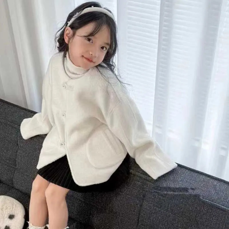 Girls' Outerwear With Woolen Fabric And Thick Cotton Jacket Winter Clothing New Fashionable Children'S Coat Children'S Clothing