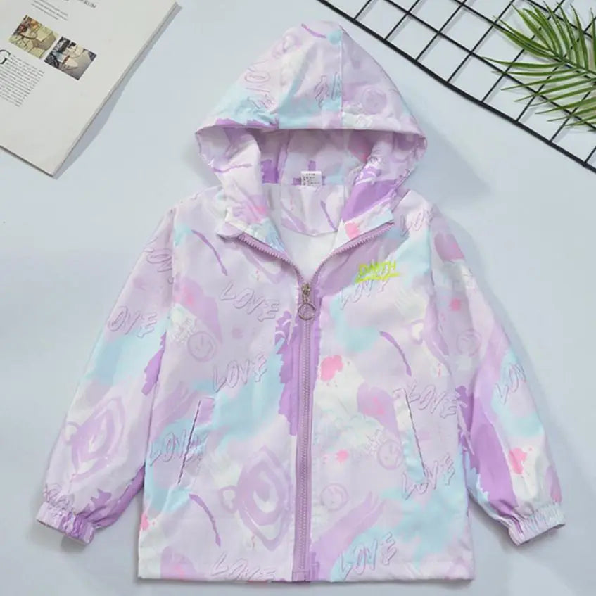2023 Teenager Girls Jacket Fashion Casual Gradient Hooded Coat Boys Blazer Spring Autumn Windproof Sweet Coats Windbreaker
