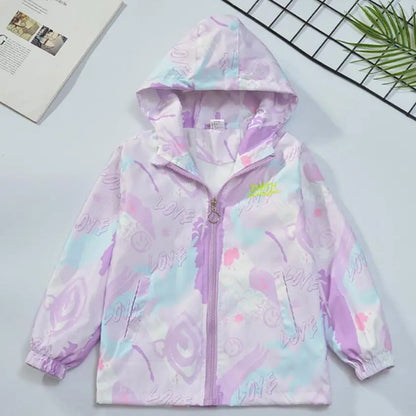 2023 Teenager Girls Jacket Fashion Casual Gradient Hooded Coat Boys Blazer Spring Autumn Windproof Sweet Coats Windbreaker