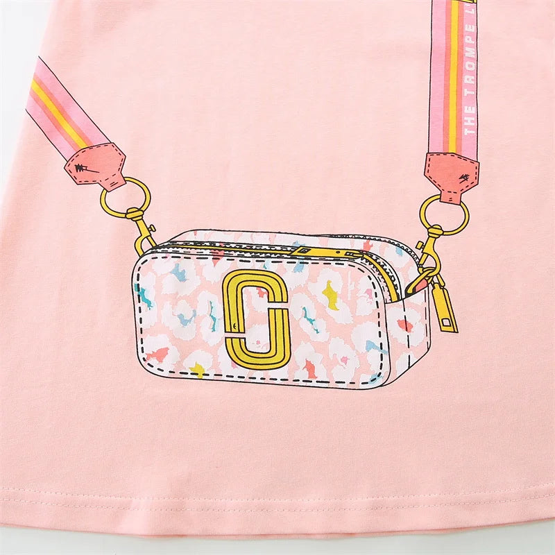 Bag Printed Sleeveless Dress for Girls 2-7T Toddler Party Frock Children's Lovely Baby Dresses Kids Wear