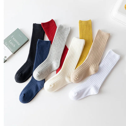 0-12Y Teenage Boys And Girls Cotton Socks Casual Ribbed Knee High Kids Long Tube Socks Baby Stocking Winter Children Sock School