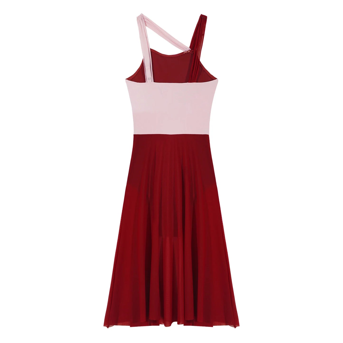 Girls Lyrical Cut Out Front Tulle Dance Dress Gymnastics Training Leotard Modern Contemporary Dancewear Costume