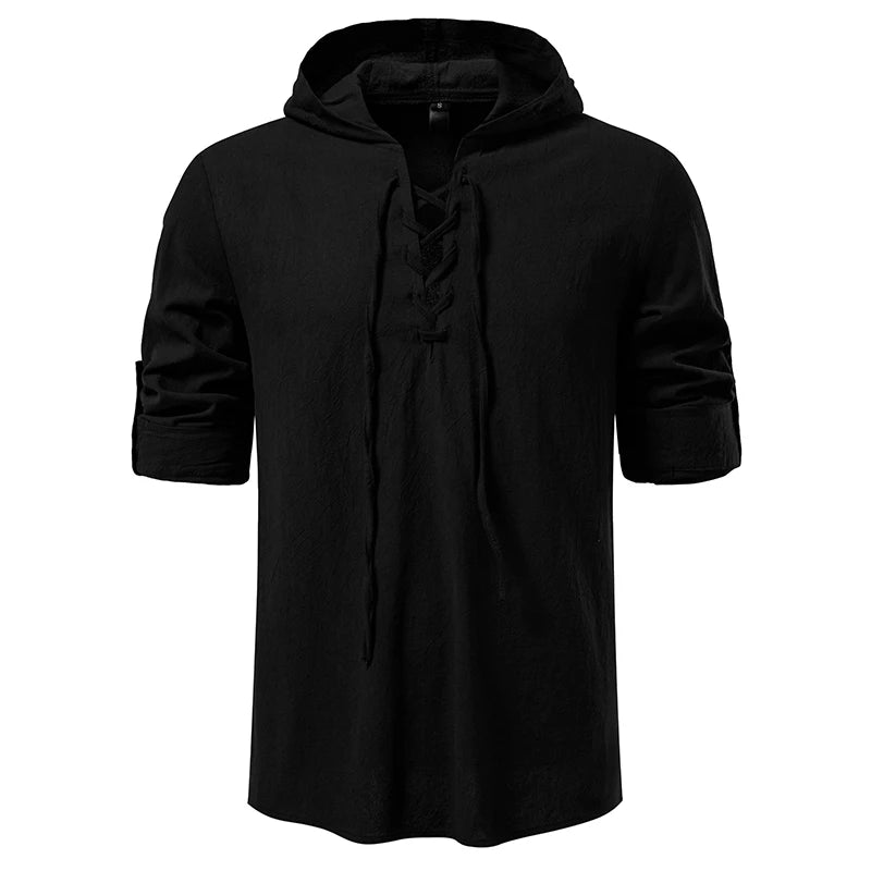 Men Long Sleeve Shirts Drawstring Style Mens Dress Shirts Hoody Casual Male Clothes Chemise Hemd Homme Hoodie Shirt H264