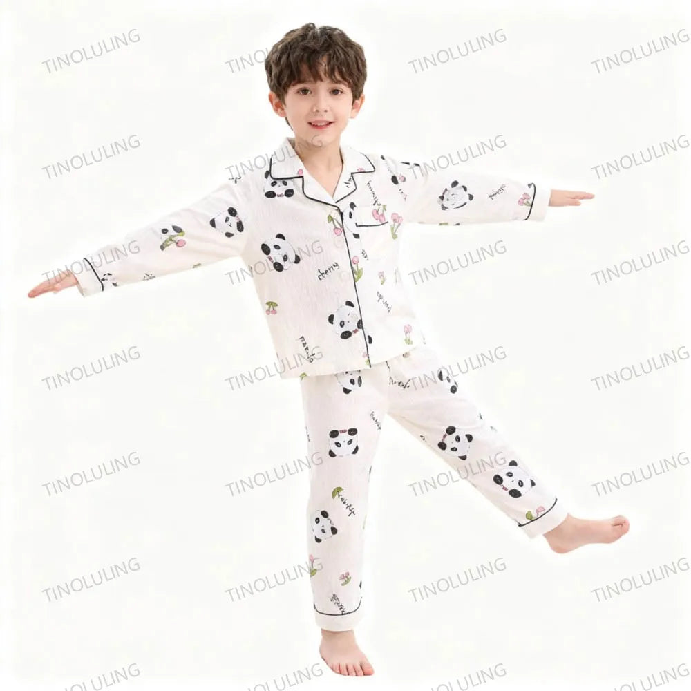 Soft Cotton Pajamas for Girls Cartoon Animal Print Pyjama Sets Children's Pijamas Sleepwear Suit Kid Long Sleeve Loungewear