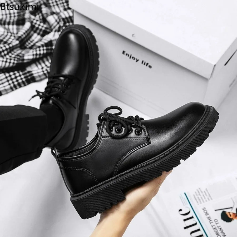 2026 Men's Fashion Leather Dress Shoes Casual Formal Dress Oxfords Wedding Flats Soft Breathable Walking Office Sneakers Shoes