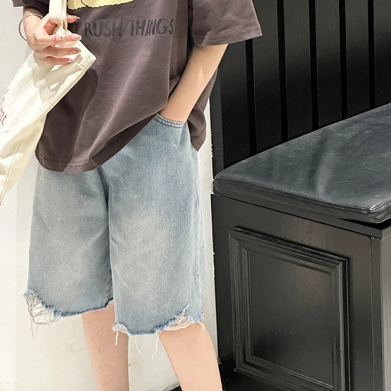 Girls' Denim Shorts for Kids Lightweight Five-Inch Loose-Fit Summer Pants for Big Kids Stylish Children's Shorts
