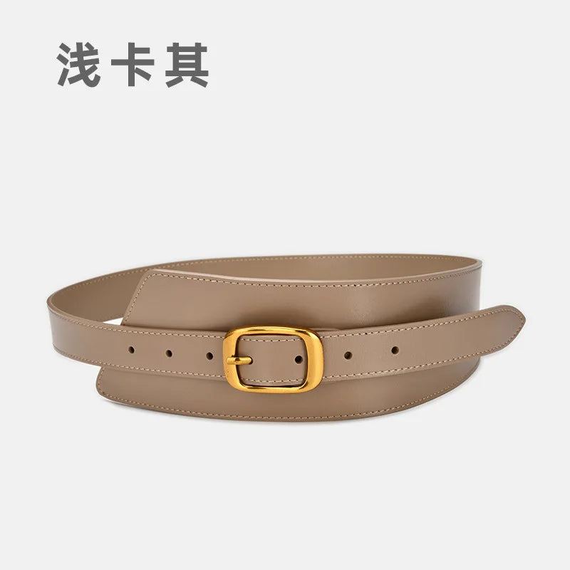 Fashion Belts for Women Leather Waistbands Gold Square Pin Buckle Cummerbunds HOT Body Corset Cummerbund Female Wide Soft Belt