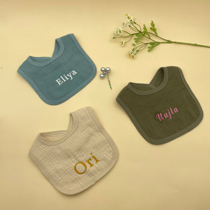 Personalized Baby Saliva Towel Pure Cotton Scarf Baby Feeding Stuff Infant Boys & Girls Custom Name Bib Gift 2Pcs