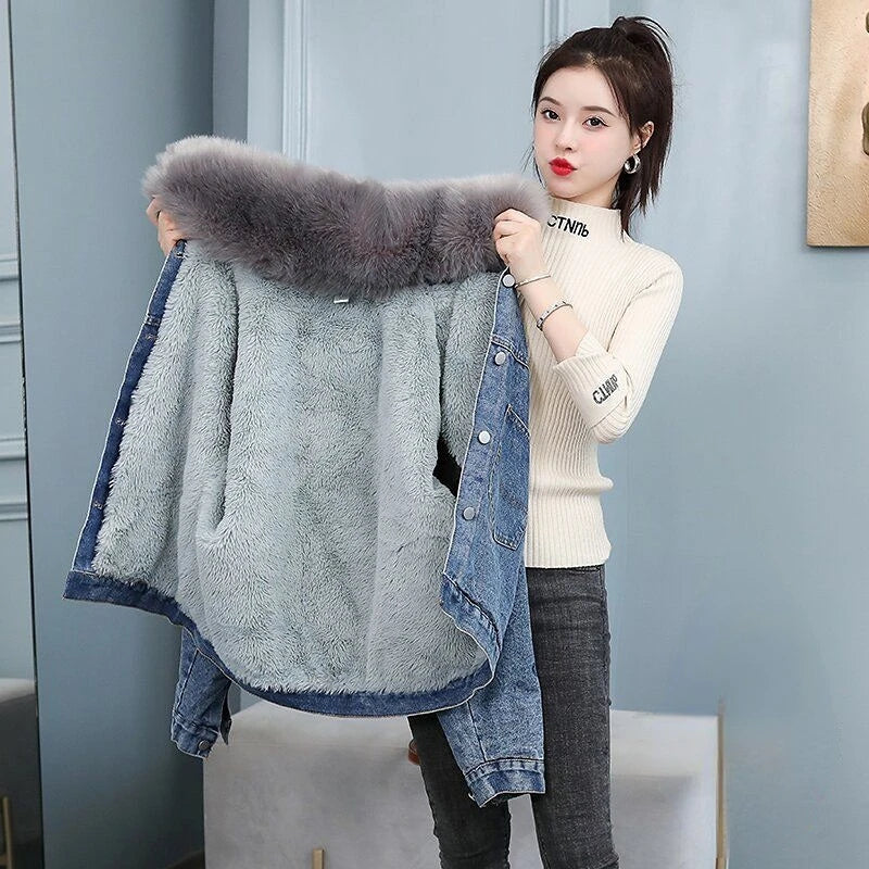 Coats Jean Jackets Women 2025 Winter Denim Jacket Designer Very Warm Latest Fashion High Quality Woman Coat Overcoat Cowgirl