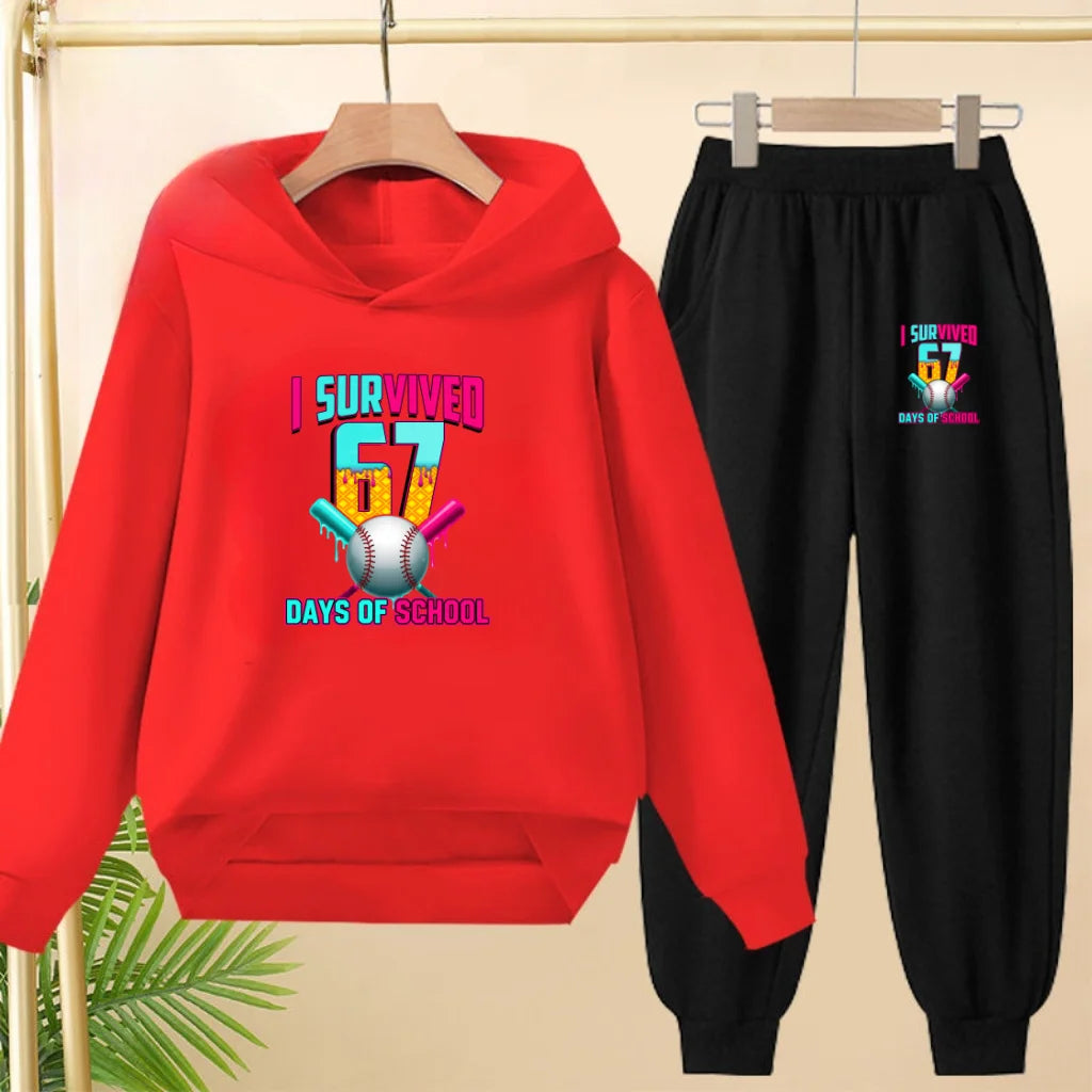 67 Children's Hoodies, 2 Pieces for Boys and Girls Aged 3-12, Comfortable Casual Hoodie+pants, Pullover, Hooded Sportswear