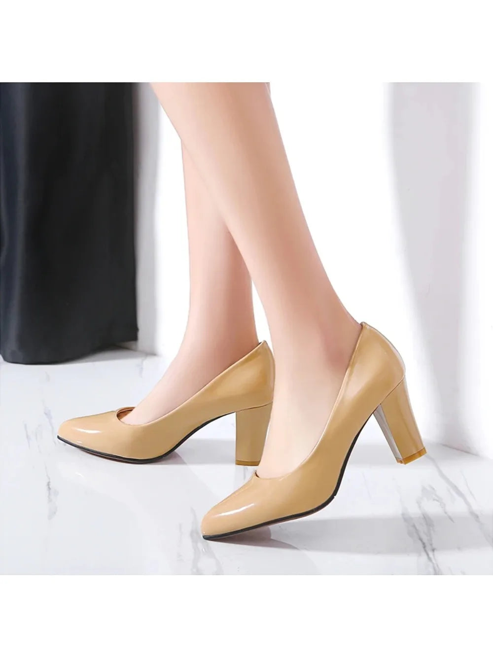 Women High Heels Sexy Fashion Pointed Toe 4 Colour Patent Leather Classic Shallow Mouth Work Pumps Shoes Big Size 34-47 62-1