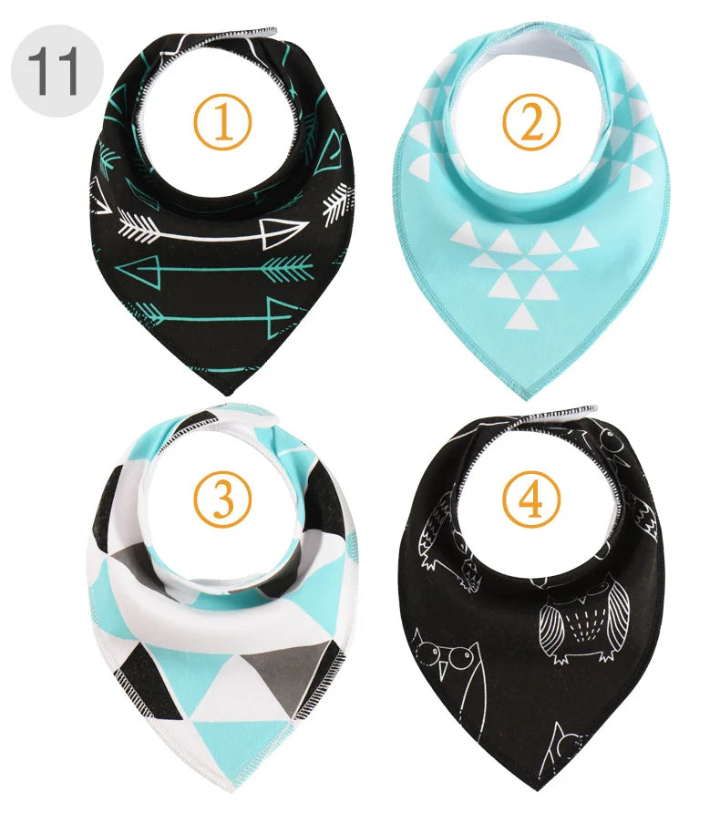 4 Pieces New Baby Bibs For Boy&Girl Burp Cloths Bandana Bibs Baby Bandana Infant Waterproof Dribble Bib Towels