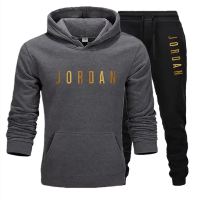 Men's printed sports suit hoodie and sweatpants two-piece set suitable for casual sports street wear