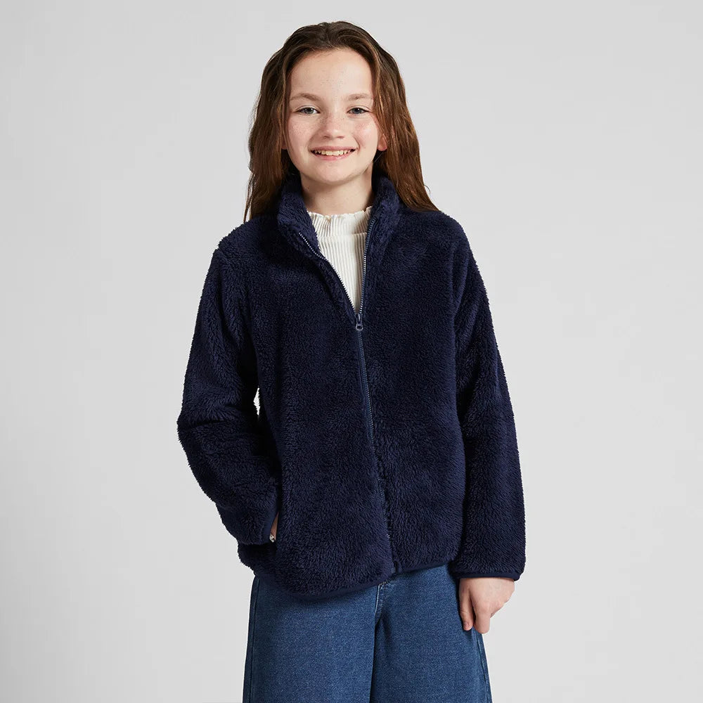 Winter Warmth Girls and Boys Plain Full Polar Fleece Turtleneck Zip Jackets Child Coat School Kids Outfit Tops 5-14 Years