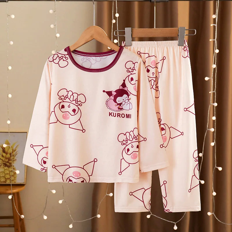 Girls Boys Cartoon Pacha Dog Long Sleeve Pajamas Set, Cozy Spring Autumn Home Fury Wear