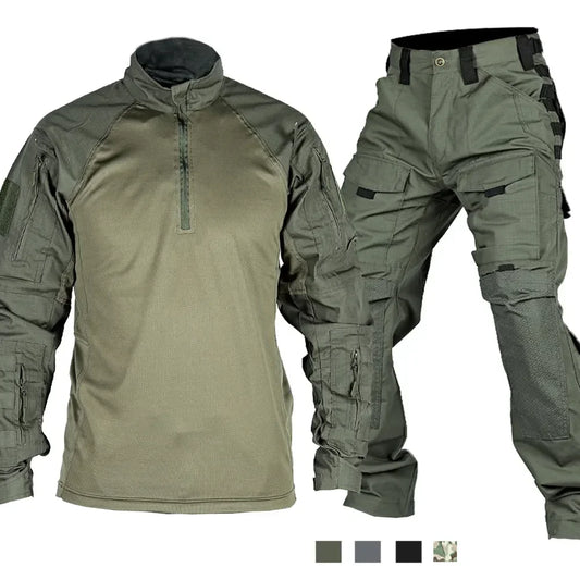Tactical Suit Men Hunting Training Shirt Pants 2 Piece Sets Outdoor Hiking Camouflage Quick-dry Ripstop Outdoor Sport Uniform