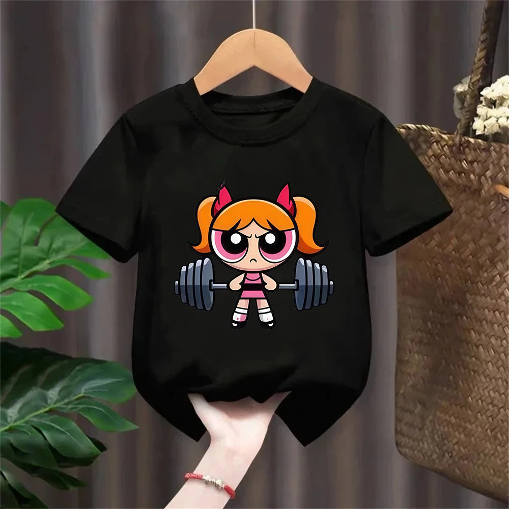 Girls Super Powerful Blouse Training Streetwear T-shirt Kids Shirt Academy Fitness T-shirt