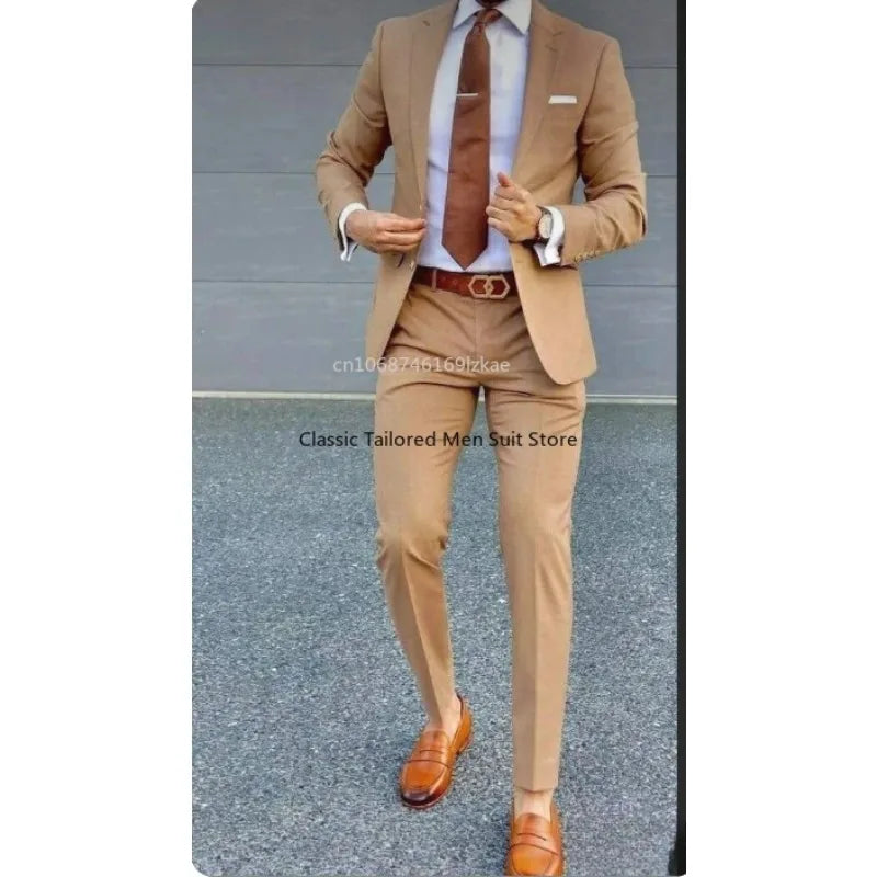 Men's Suit 2 Piece Suit   Jacket Pants Formal Wedding Tuxedo Groom Clothes Custom Color Blazer XS-5XL
