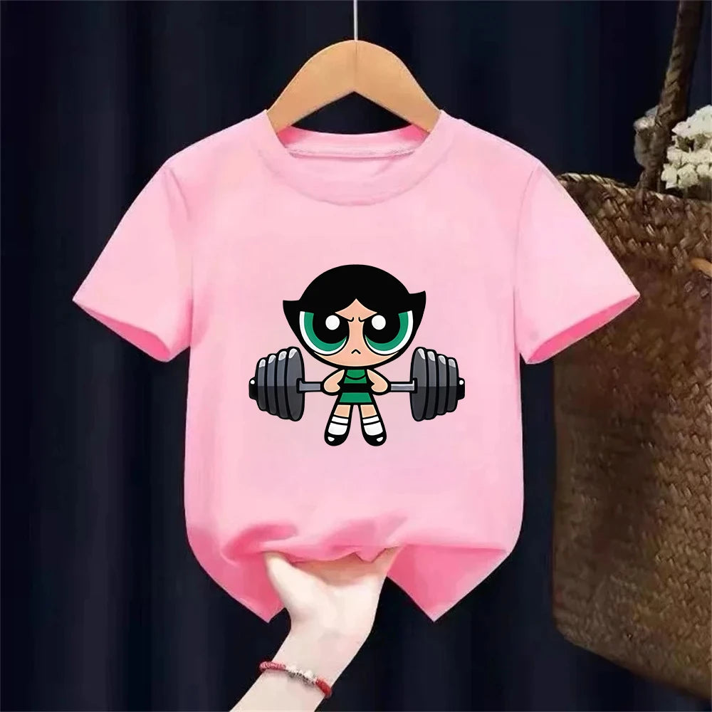 Girls Super Powerful Blouse Training Streetwear T-shirt Kids Shirt Academy Fitness T-shirt