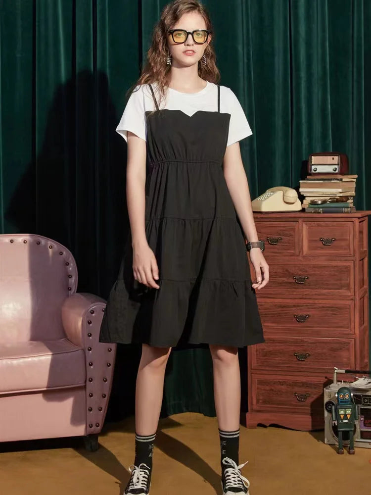 Fashion 10 12 14 16 Years Teenage Girls Dress Back To School Casual Style Large Sizes Suspenders One-piece Girl's Summer Dresses