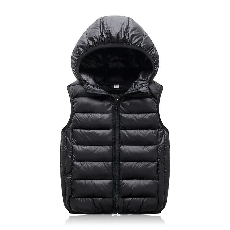 2025New Children Down Vest Girls Hooded Jacket Winter Waistcoats Boy Baby Autumn Outerwear Coats 3-12 Years Kids Warm Clothes