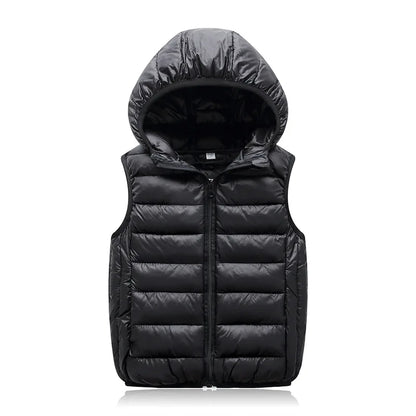 2025New Children Down Vest Girls Hooded Jacket Winter Waistcoats Boy Baby Autumn Outerwear Coats 3-12 Years Kids Warm Clothes