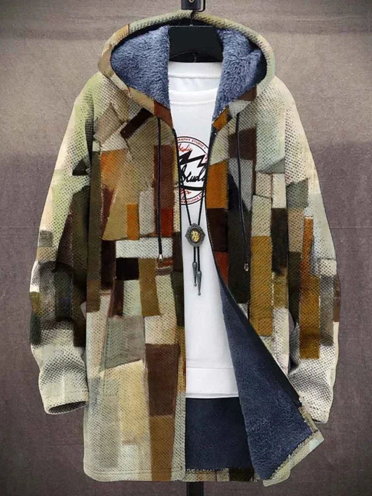 Men Cardigans Coats Gradient Art Colorful Graphics Printed Plush Thick Winter Casual Streetwear Unisex Clothing