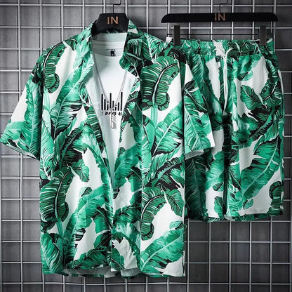 Summer Beach Clothes For Men 2 Piece Set Quick Dry Hawaiian Shirt and Shorts Set Men Fashion Clothing Printing Casual Outfits