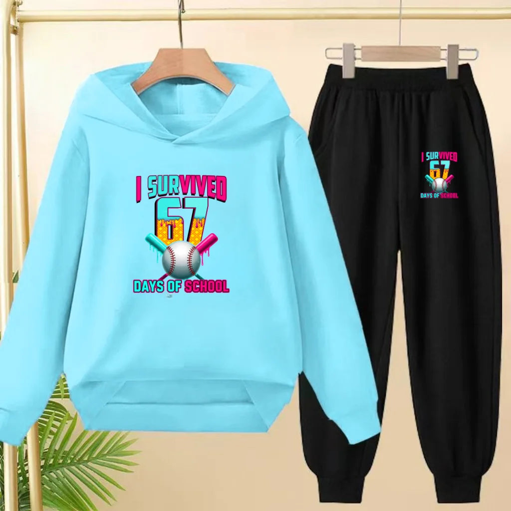 67 Children's Hoodies, 2 Pieces for Boys and Girls Aged 3-12, Comfortable Casual Hoodie+pants, Pullover, Hooded Sportswear