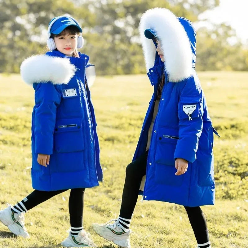 OLEKID 2025 Winter Girls Down Jacket Coat Hooded Thick Warm Teenage Girl Outerwear Coat 5-14 Years Kids Girl Down Jacket Outfit
