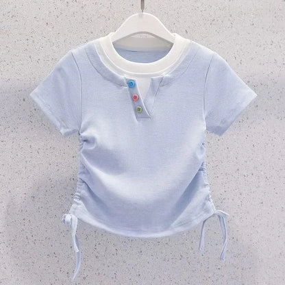 Summer Teenage Girls Clothes Set Children O-Neck Tshirt and Casual Pants Suit Student School Short Sleeve Top Bottom Outfits