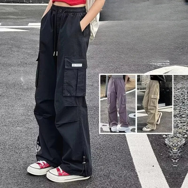Girls Cargo Pants Kids Solid Color Pant Teenage Fashion Trousers 2026 Spring Autumn Children's Clothing Sports Wear