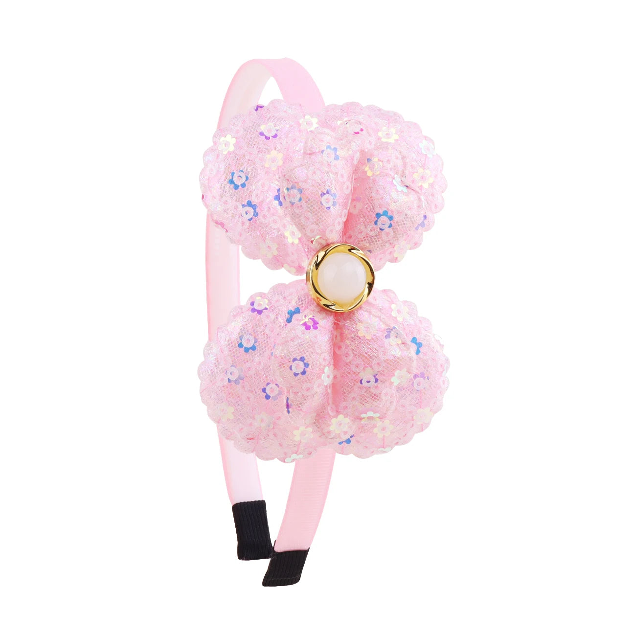 Large Shiny Bow Headbands for Baby Girls, Glitter Headbands with Pearl for Kids, Sparkling Accessories for Toddlers