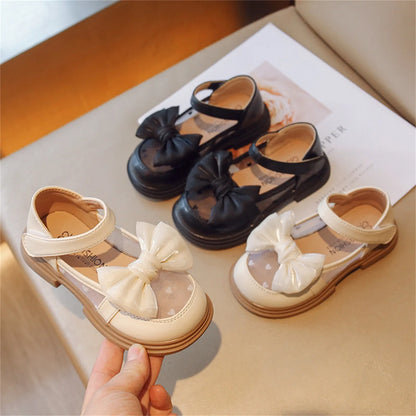 Walking Shoes For Baby Girls Soft Bottom Princess Shoes Sandals Spring Autumn Bow Round Toe Princess Dress Non-slip Shoes