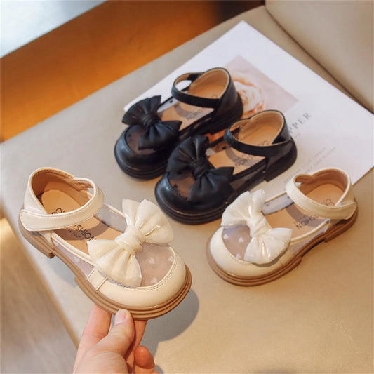 Walking Shoes For Baby Girls Soft Bottom Princess Shoes Sandals Spring Autumn Bow Round Toe Princess Dress Non-slip Shoes