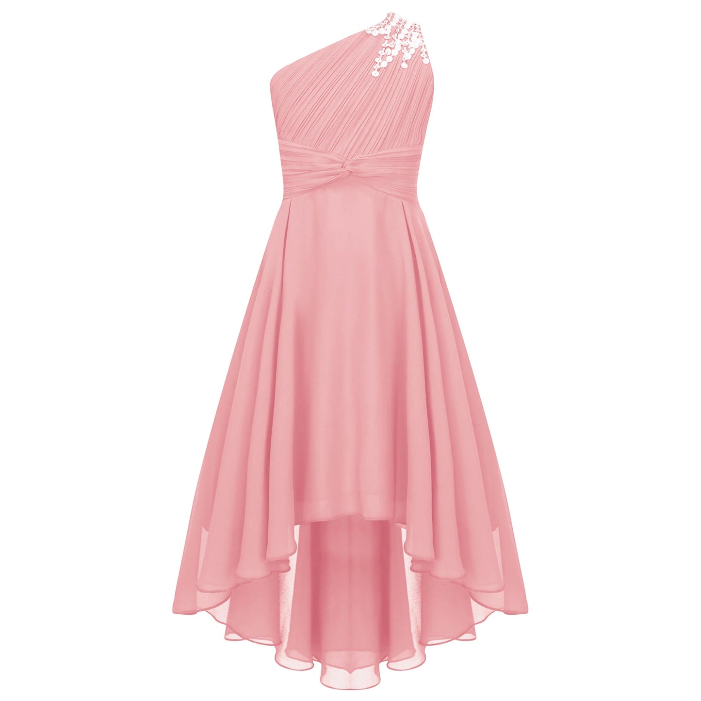 2025 Teens Girl's Dress for Wedding Party Sequin One Shoulder Princess Formal Gown for Holy Communion Chiffon Flower Girl Dress