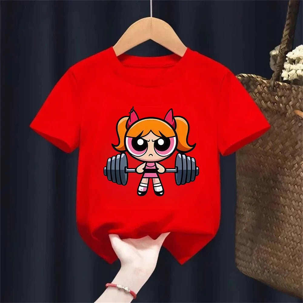 Girls Super Powerful Blouse Training Streetwear T-shirt Kids Shirt Academy Fitness T-shirt