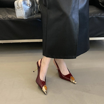 Sexy Women's High Heels Mules 2025 New Fashion Pointed Dress Women's Shoes Open Heel Party High Heels Striptease Sandals Women