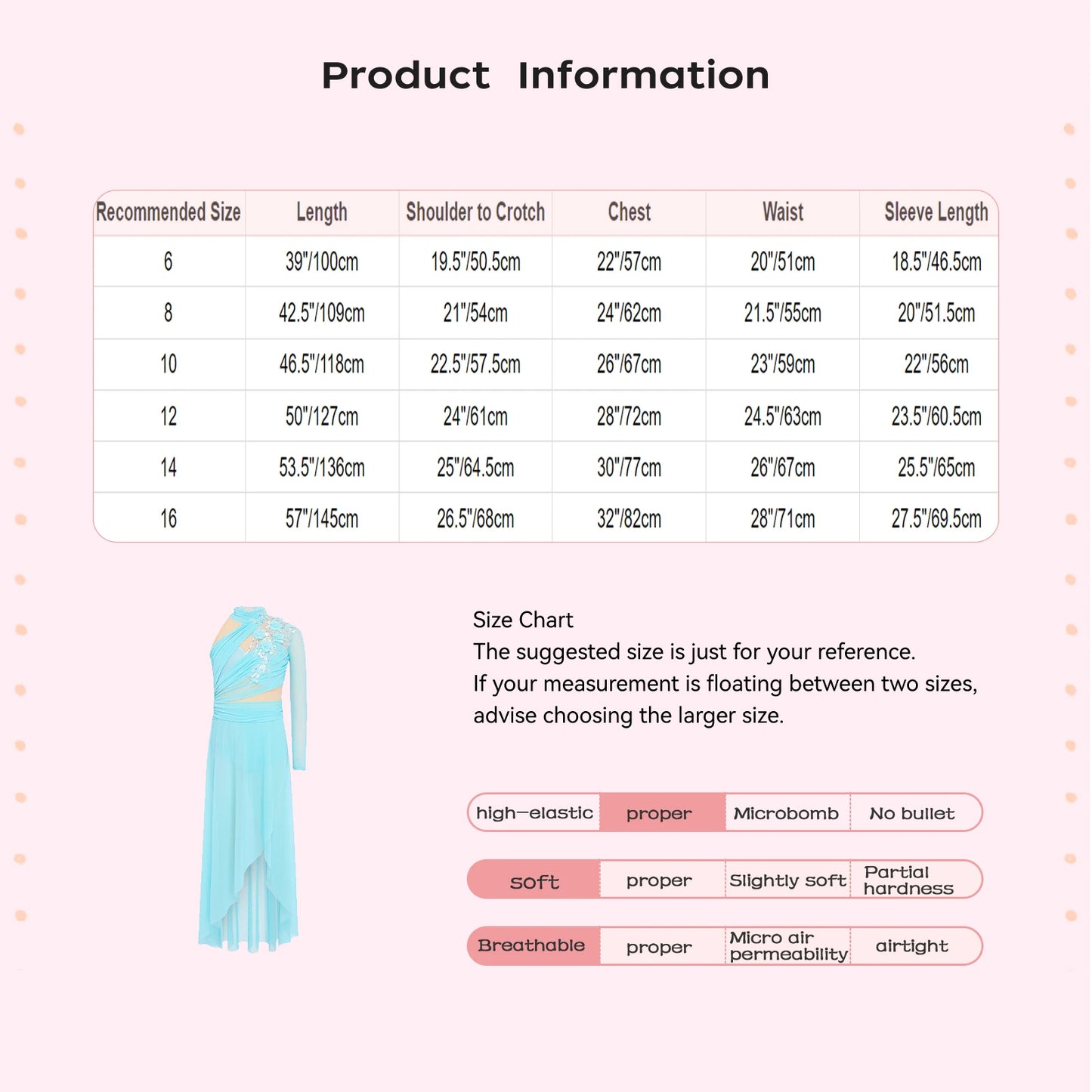 Girls Delicate 3D Flower Lyrical Dance Dress Asymmetrical Ruched Long Dress Gymnastics Modern Dance Clothes Performance Dress
