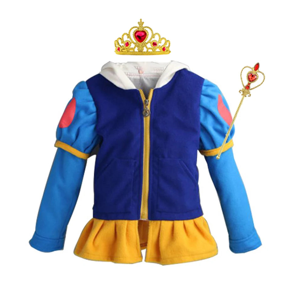 Hooded Jackets For Girls Spring Kids Cartoon Snow White Anna Cotton Outerwear Children Casual Coats Girls Clothing Elsa Outfits