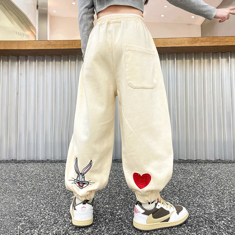 Girls Pants Spring Autumn Children's trousers Casual Pants Loose Sweatpants Cotton Joggers Pants for 4 5 6 7 8 9 10 11 12 Years