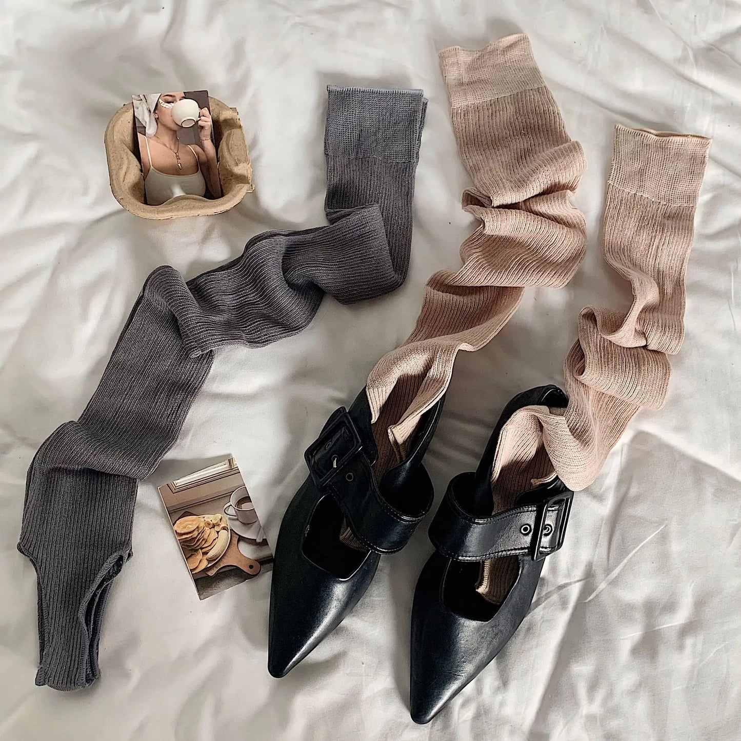 2025 Summer Thin Socks Y2k Girls Sweet Lolita Long Socks Stocking Korea Style Ruffles Knee Socks Stockings Ballet Long Stockings