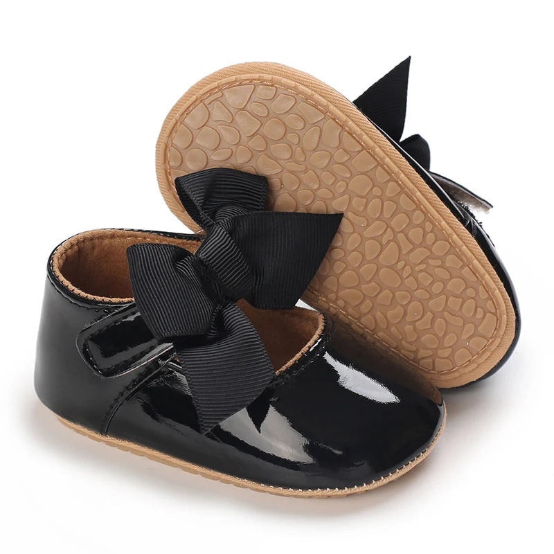 Baby Girl Shoes Bow Flats Toddler Sandals Non-slip Soft Sole Newborn Formal First Walkers Christening