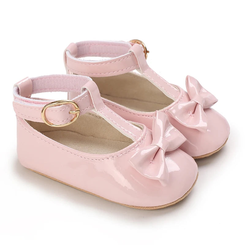 Girls' Princess Shoes Red Shoes Butterfly Bow Shiny Surface Walking Shoes Ladies' Baby Shoes Baby Shoes For Going Out Low