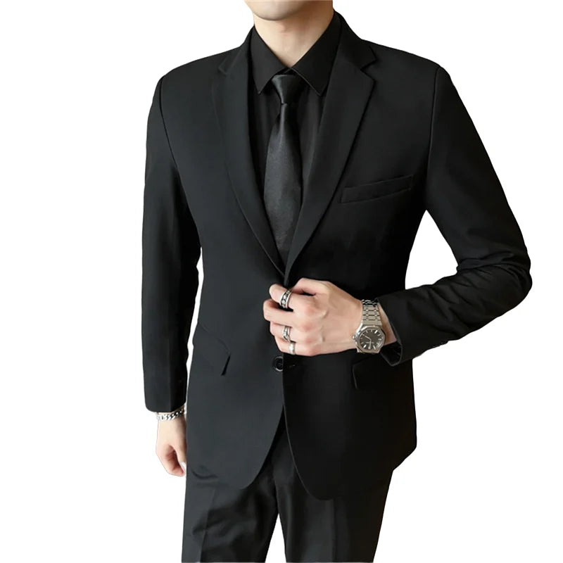 Suit  Men's Casual Formal (Blazer+ Trousers) Business Gentleman Solid Color Hosting Four Seasons Slimming Wedding Fashion Suit