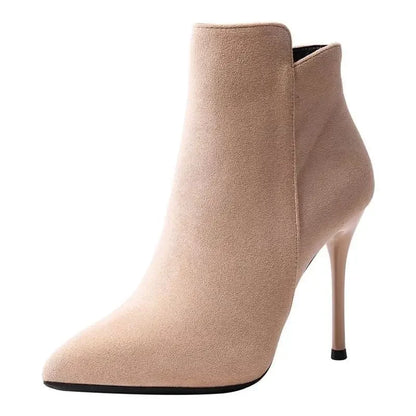 High Heels Booties Heeled Short Shoes for Woman Footwear Pointed Toe Sexy Suede Black Women's Ankle Boots New Rock Hot Boot