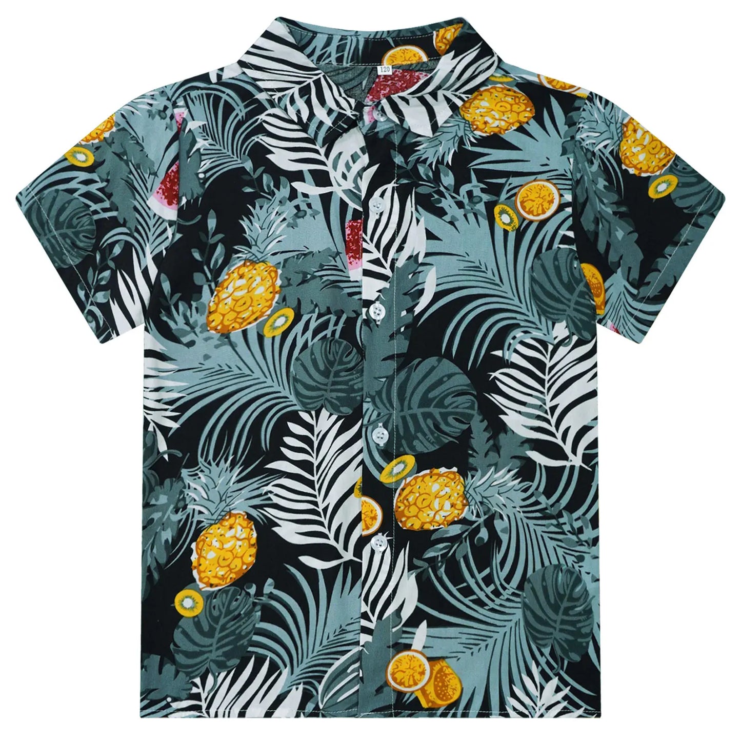 Kids Boys Hawaiian Shirts Tropical Graphic Print Short Sleeve Shirt Casual Turn-Down Collar Tee Tops for Vacation Beach Holiday