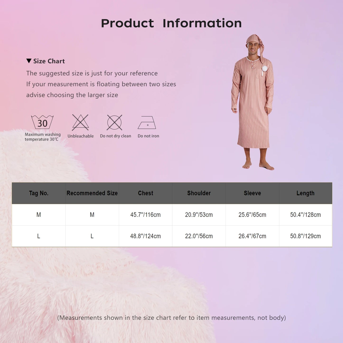 Men Sissy Sleep Robe Nightwear Long Sleeve Striped Night Dress with Adjustable Hat Nightdress Muslim Pajamas Sleepwear Homewear